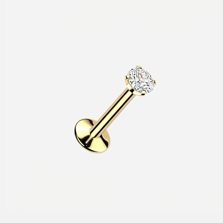 Athena | Piercing Hélix Tragus Zircon Griffes Titane ASTM F136 Doré