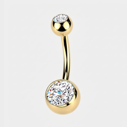 Venusia | Piercing Nombril Titane ASTM F136 Doré PVD Zircons