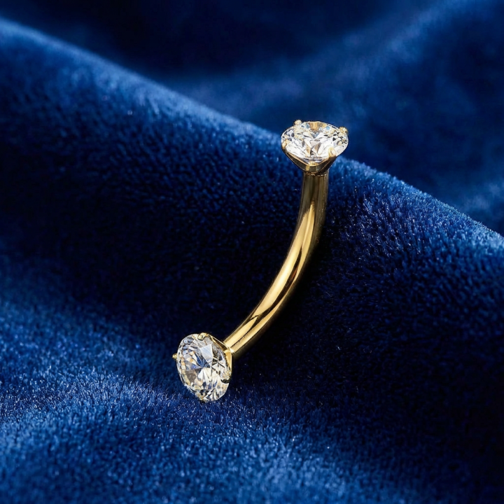 Thalia | Piercing Rook Titane ASTM F136 Doré PVD Zircons