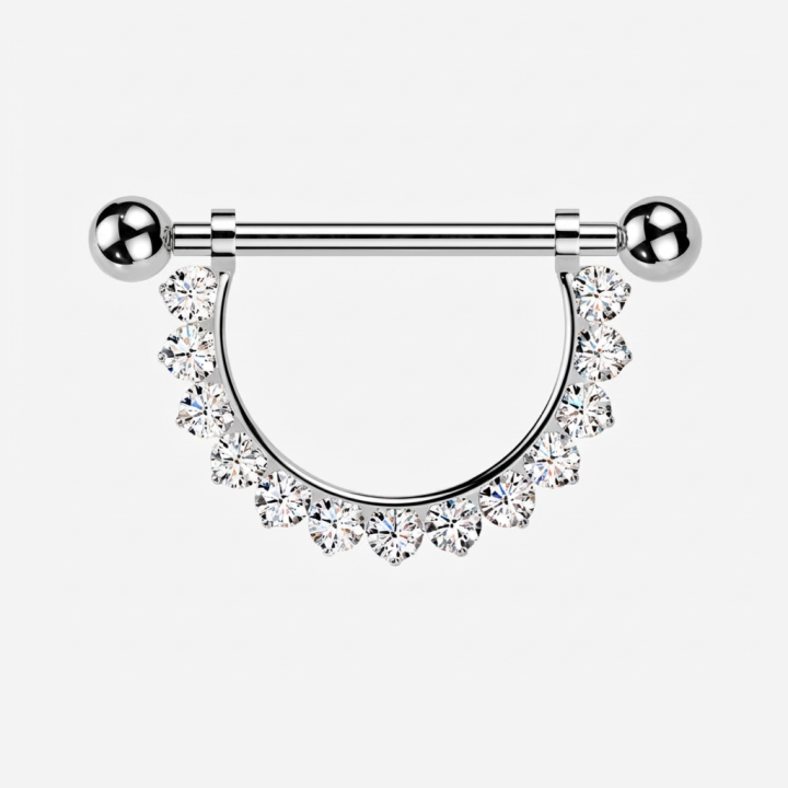 Valentina | Piercing Téton Titane ASTM F136 Zircons Pendentif Élégant
