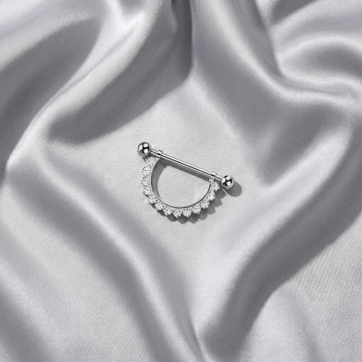 Valentina | Piercing Téton Titane ASTM F136 Zircons Pendentif Élégant