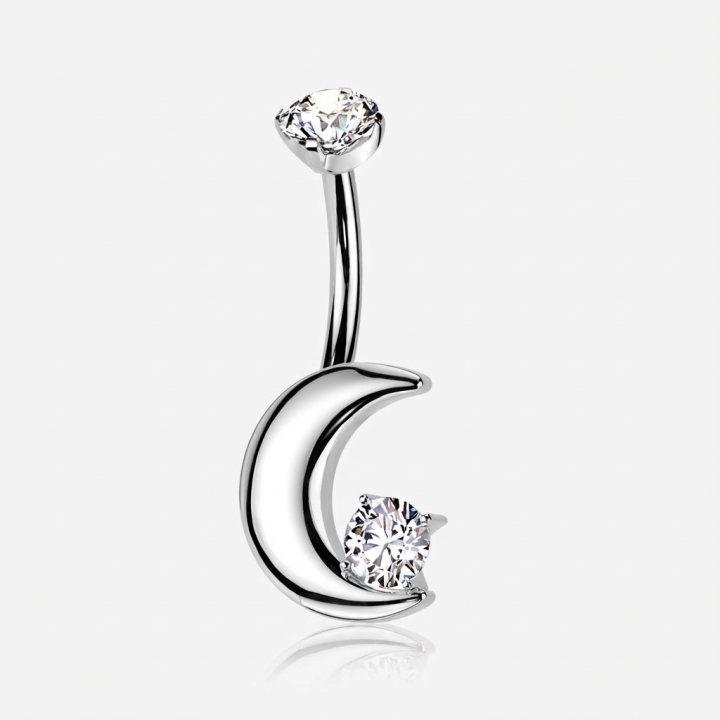 Luna | Piercing Nombril Lune Titane ASTM F136 Zircon Élégant