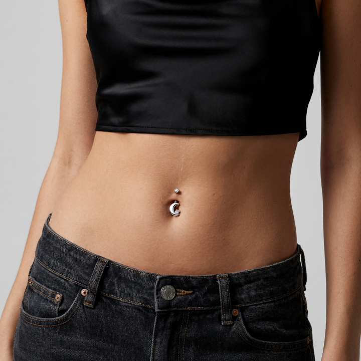 Luna | Piercing Nombril Lune Titane ASTM F136 Zircon Élégant