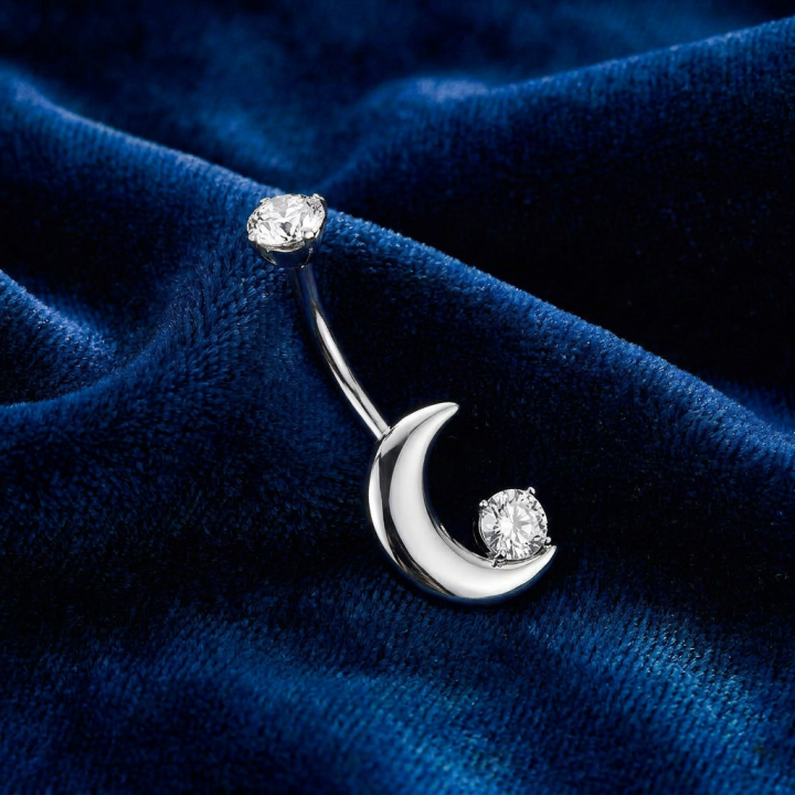Luna | Piercing Nombril Lune Titane ASTM F136 Zircon Élégant