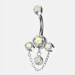 Cascade Boréale | Piercing Nombril Titane ASTM F136 Zircons Aurore Boréale Chaînes