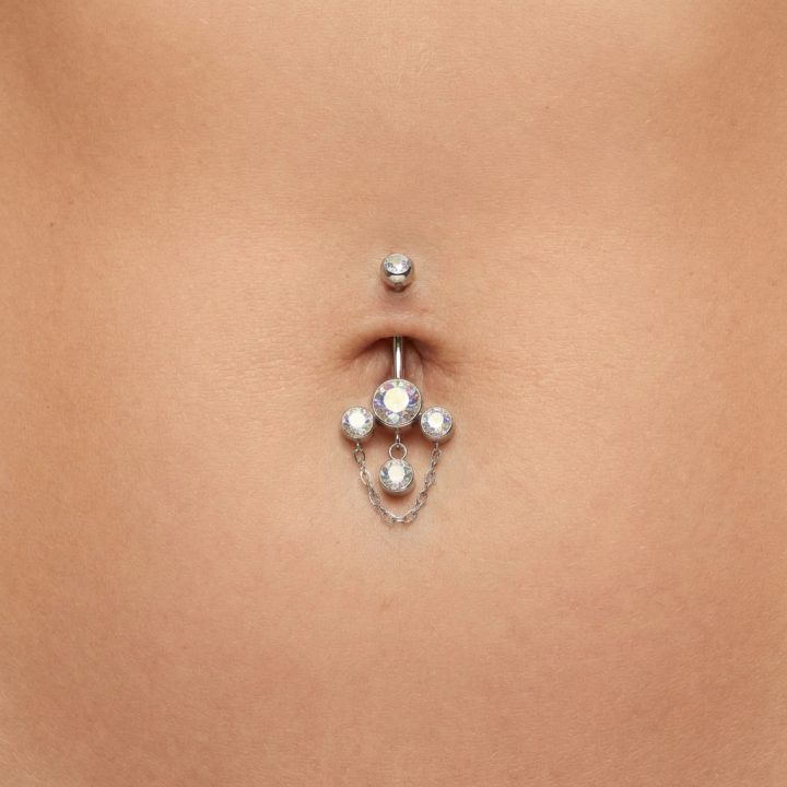 Cascade Boréale | Piercing Nombril Titane ASTM F136 Zircons Aurore Boréale Chaînes