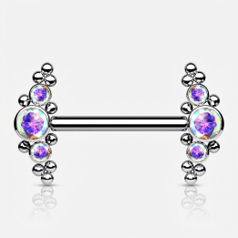 Stelya | Piercing Téton Titane ASTM F136 Zircon Aurore Boréale 14mm