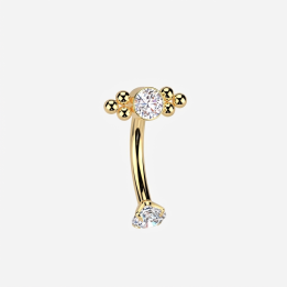 Oria | Piercing Rook Titane ASTM F136 Doré PVD Zircon & Billes
