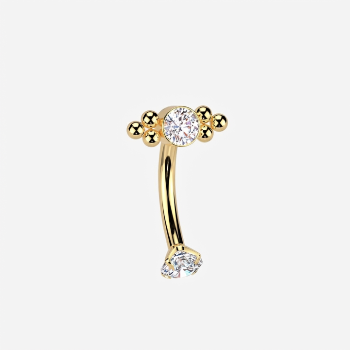 Oria | Piercing Rook Titane ASTM F136 Doré PVD Zircon & Billes