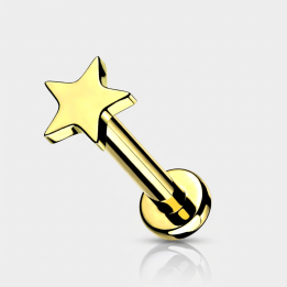 Stara | Piercing Hélix Tragus Étoile Titane ASTM F136 Doré PVD