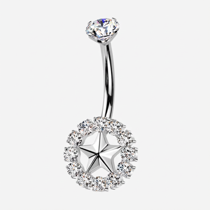 Nova | Piercing Nombril Étoile Zircons Titane ASTM F136