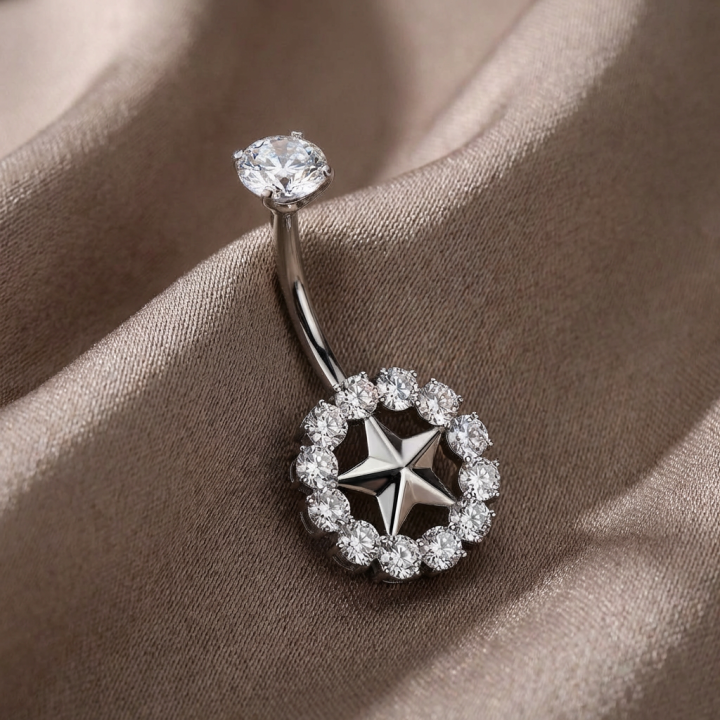 Nova | Piercing Nombril Étoile Zircons Titane ASTM F136