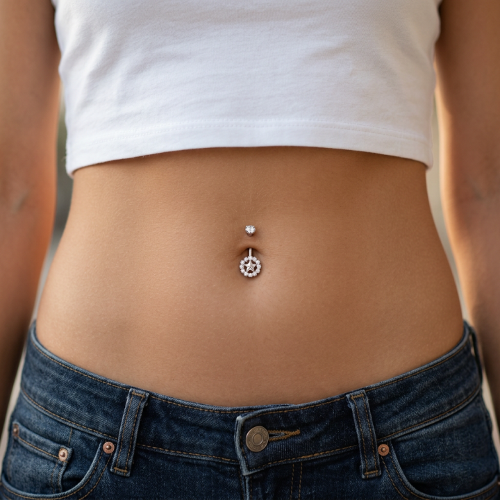 Nova | Piercing Nombril Étoile Zircons Titane ASTM F136