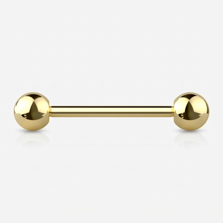 Piercing Barbell Titane ASTM F136 Doré PVD – 12 mm, 35 mm