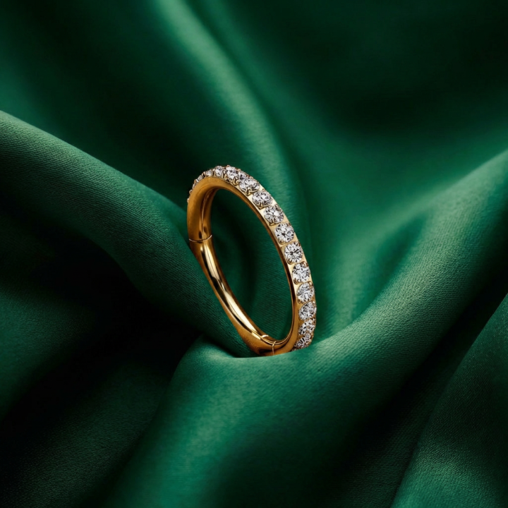 Anneau Éternité Titane ASTM F136 Doré PVD Zircons – 8, 10, 12 mm