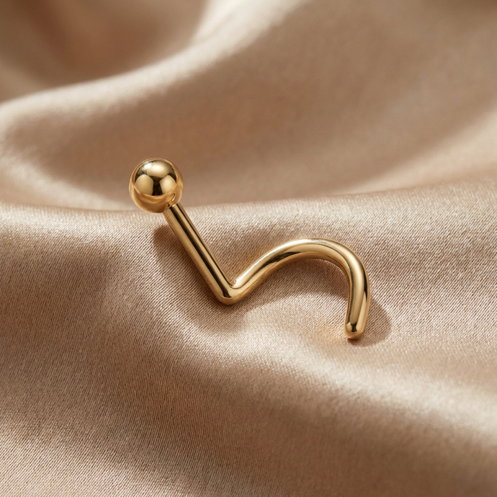 Piercing Nez Courbé Titane ASTM F136 Doré PVD