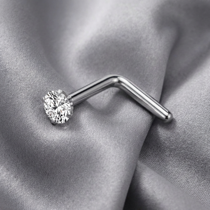Piercing Nez Zircon Titane ASTM F136 Forme L
